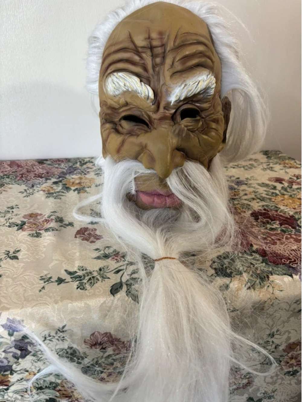 Old Man Wizard Mask White Wig Long Beard Sage Halloween Costume Adult